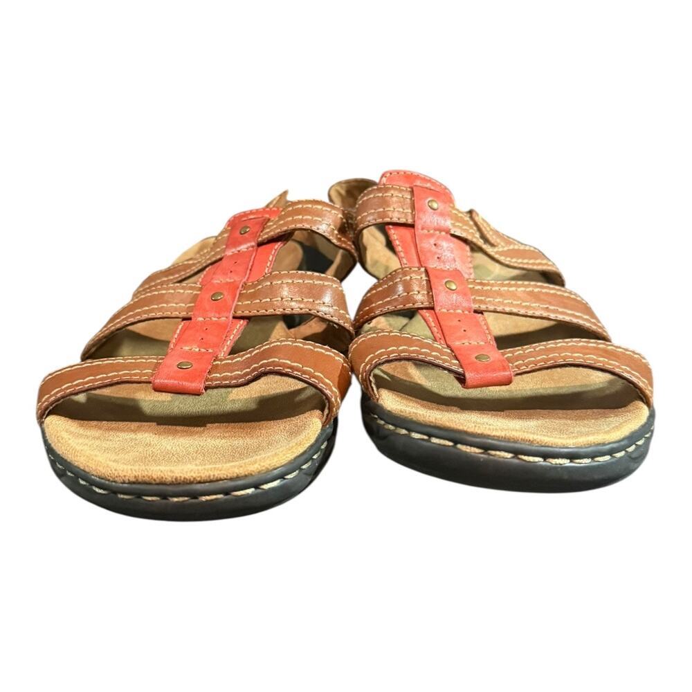 CLARKS Collections Women's Size 11 W Leisa Daisy Flat Sandals Tan Brown - Picture 3 of 9